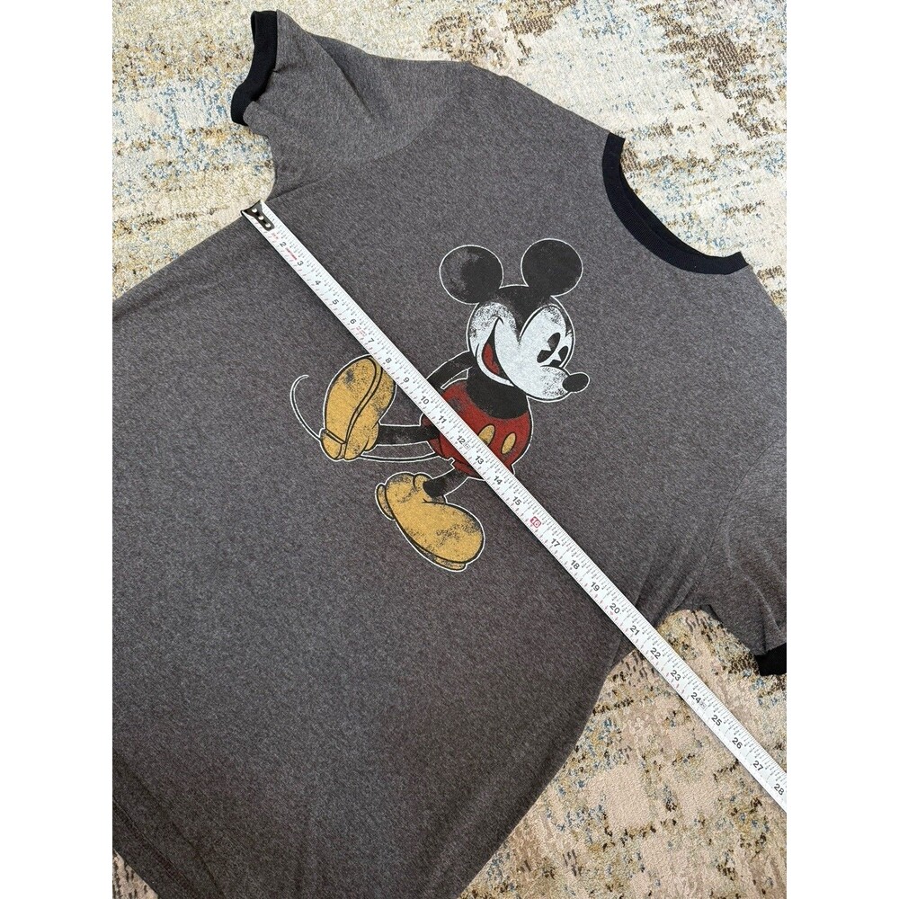 Disneyland Resort Black Gray Ringer Mickey Mouse Short Sleeve Shirt Adult Large - Picture 5 of 5